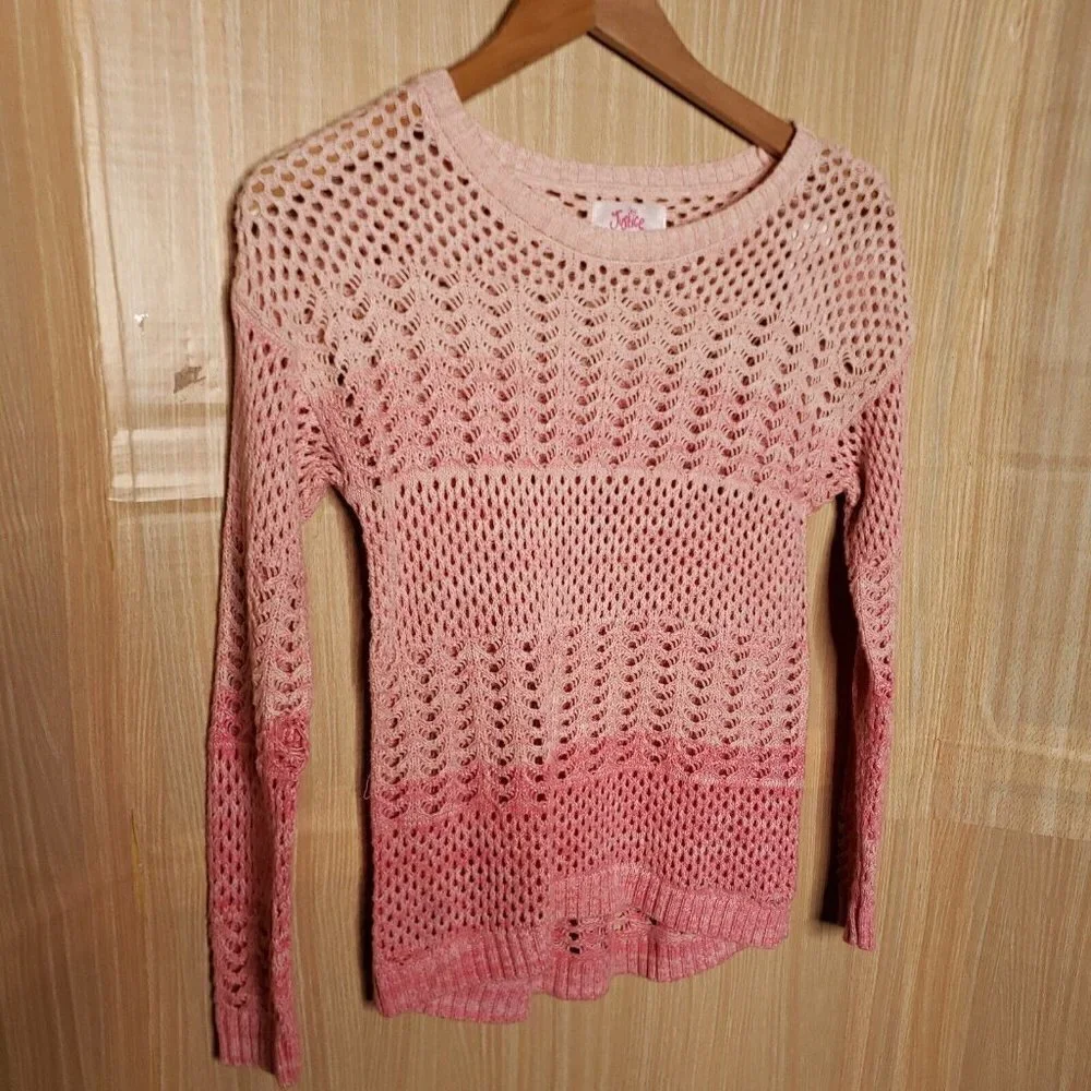 Justice Girls New Pink Ombre Open Knit Sweater 8